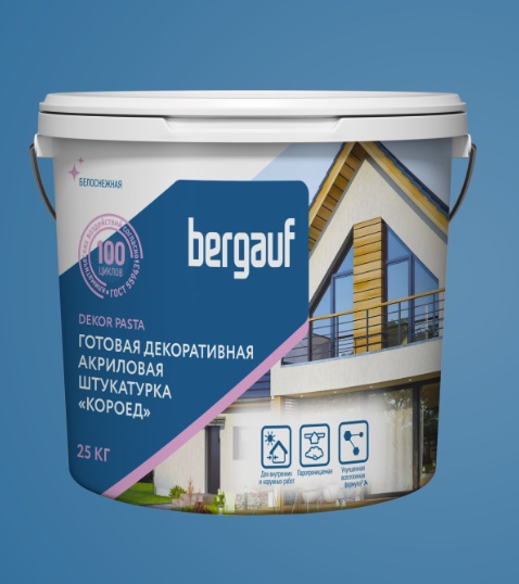 Штукатурка готовая декоративная короед Bergauf Dekor Pasta RAL 7024 25 кг.